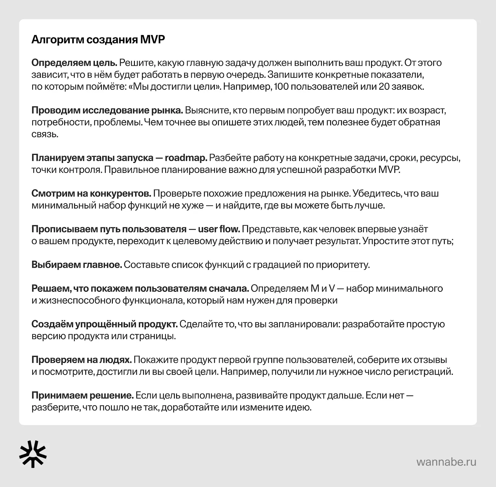 Алгоритм создания MVP
