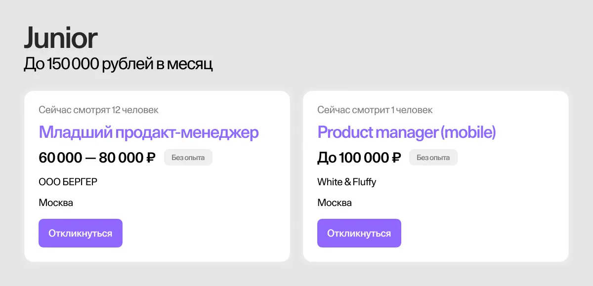Зарплата Junior Product Manager